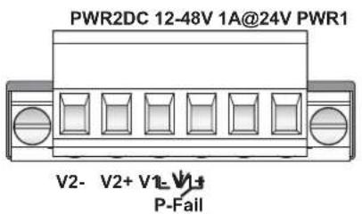 PWR2DC 12-48V 1A@24V PWR1 V2- V2+ V1- V- P-Fail