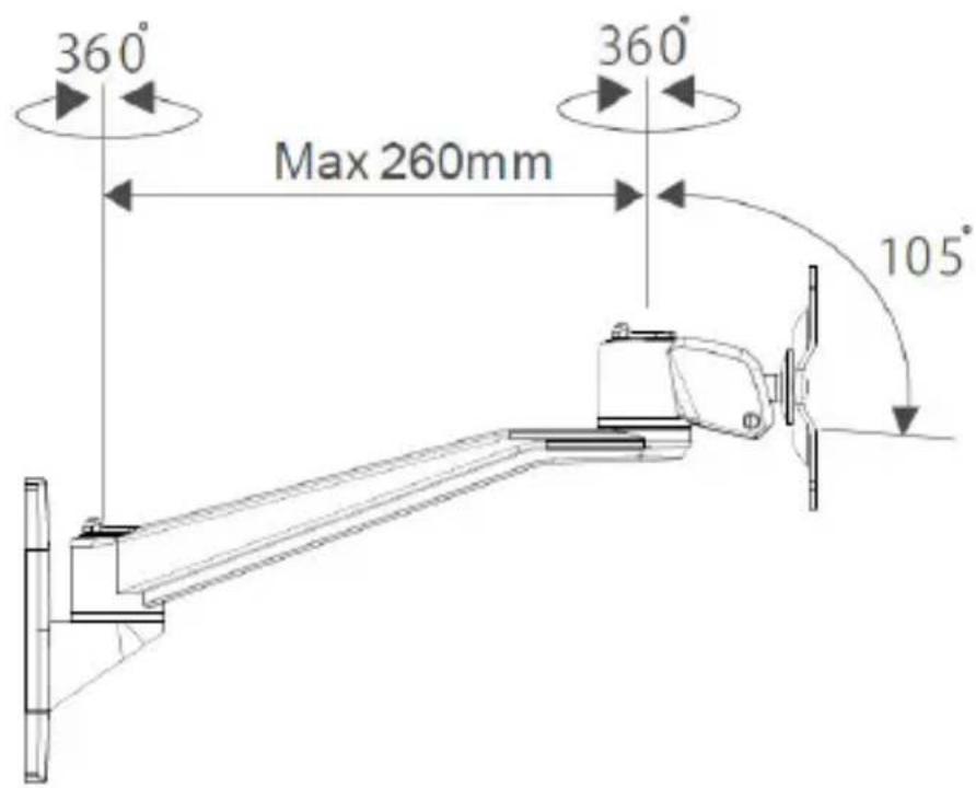 360° Max 260mm 360° 105°
