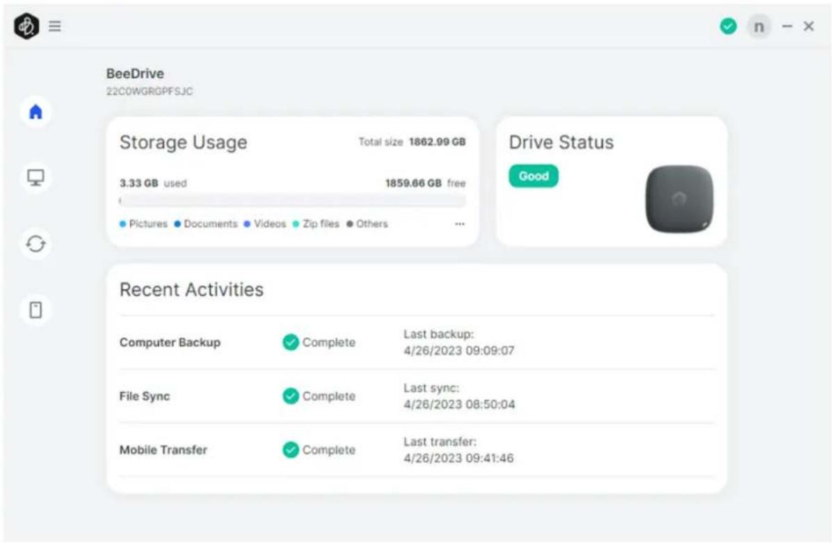 SYNOLOGY BeeDrive BDS70 - Navigatie startpagina - 1