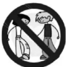 Prohibition sign with crossed-out person and child, symbolizing no smoking or prohibition