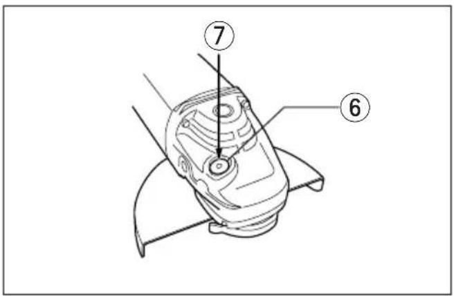 Technical diagram of a mechanical device with numbered parts labeled 6 and 7
