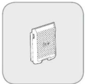 Isometric line drawing of a rectangular electronic device with a mesh grille (no text or symbols)