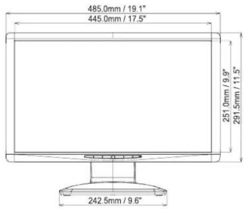 485.0mm / 19.1" 445.0mm / 17.5" 251.0mm / 9.9" 291.5mm / 11.5" 242.5mm / 9.6"