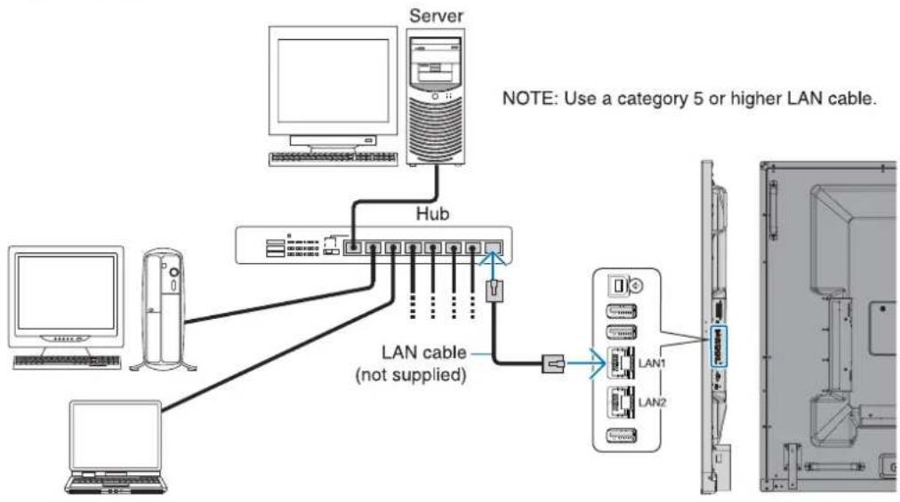 NEC MultiSync P654Q - Example of LAN connection: - 1
