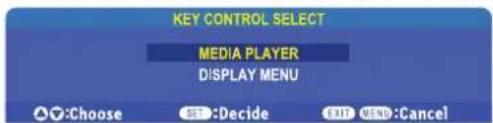 KEY CONTROL SELECT MEDIA PLAYER DISPLAY MENU Choose Decide Cancel