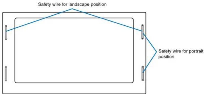 Safety wire for landscape position Safety wire for portrait position