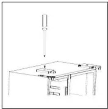 Simple line drawing of a mechanical setup with a suspended component (no text or symbols)