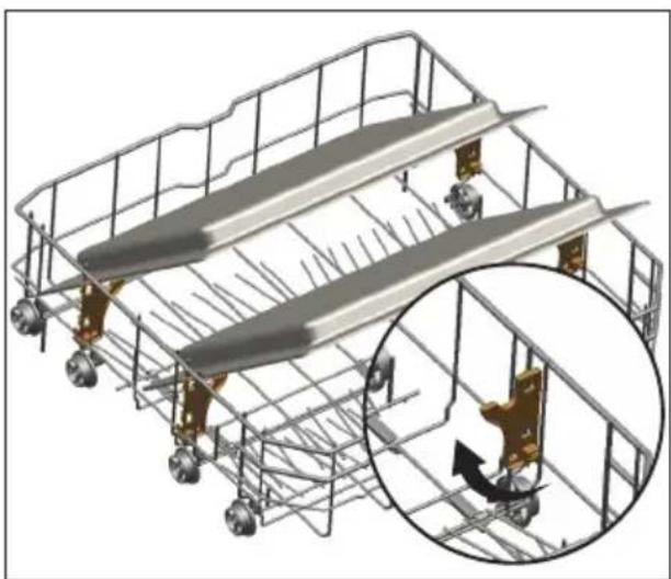 3D-technische illustratie van een meerlagige metalen steigerconstructie met een vergroot inzetstuk dat een mechanisch onderdeel toont (geen tekst of symbolen)