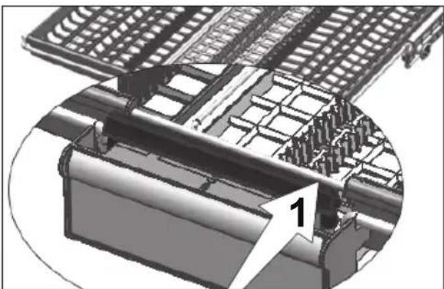 Mechanisch assemblage-diagram met een onderdeel met nummeraanduiding (1), geen leesbare tekst of symbolen aanwezig.