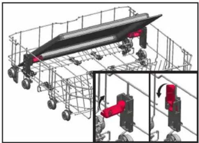 3D-technische illustratie van een voertuigchassis met structurele componenten en gemarkeerde onderdelen (geen tekst of symbolen)