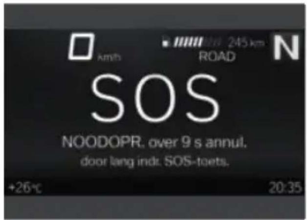 SOS NOODOPR, over 9 s annul. door lang indr. SOS-toets. +26°C 20:35