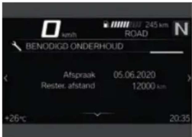km/h BENDDIGD ONDERHOUD Afspraak 05.06.2020 Rester. afstand 12000 km +26°C 20:35