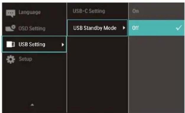 Language OSD Setting USB Setting Setup USB-C Setting USB Standby Mode On Off