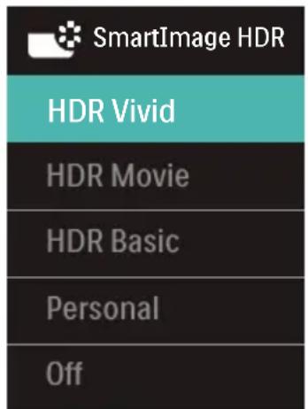 SmartImage HDR HDR Vivid HDR Movie HDR Basic Personal Off
