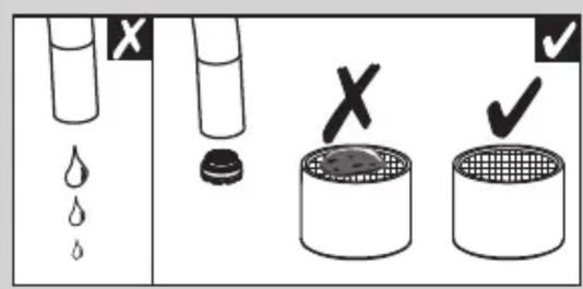 Diagram illustrating three experimental setups with labeled symbols and checkmarks, showing droplet behavior and container handling.