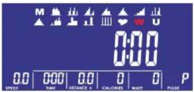 M 0:00 0:00 0.0 | 0:00 | 0.0 | 0 | 0 | P SPEED TIME DISTANCE & CALORIES WAIT PULSE