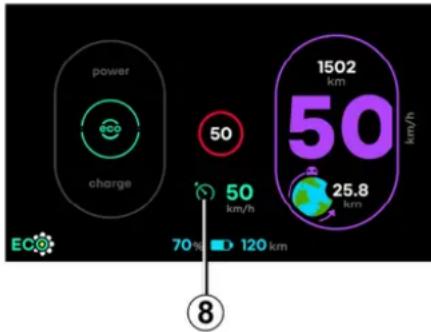 power eco charge 50 1502 km 50 50 km/h 25.8 km 70% 120 km ⑧