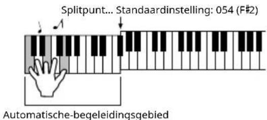 Splitpunt... Standaardinstelling: 054 (F#2) Automatische-begeleidingsgebied