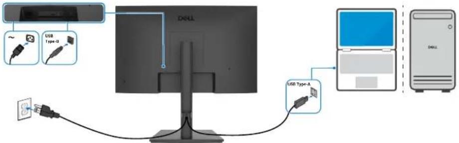 DELL E2426HB - Connecting the USB Type-B to Type-A cable - 1
