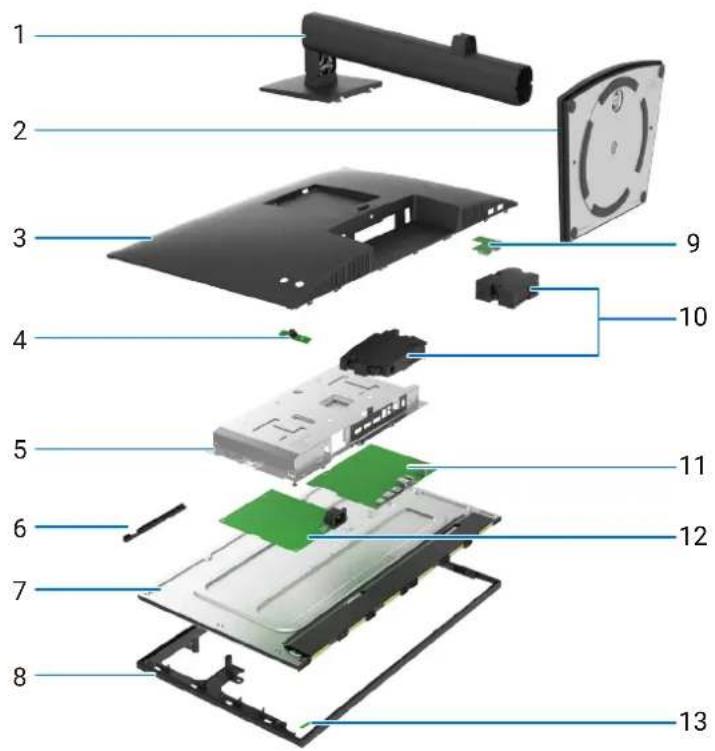 Exploded view diagram of a computer with numbered parts for identification
