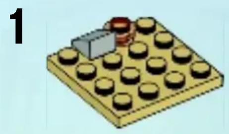 3D illustration of a LEGO base with circular components and a rectangular block on top (no text or symbols)