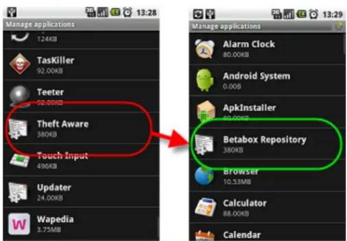 Manage applications 124KB TasKiller 92.00KB Teeter 92.00KB Theft Aware 380KB Touch Input 490KB Updater 24.00KB Wapedia 3.75MB Manage applications Alarm Clock 80.00KB Android System 0.00B ApkInstaller 62.00KB Betabox Repository 380KB Browser 10.53MB Calculator 88.00KB Calendar