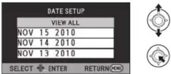 DATE SETUP VIEW ALL NOV 15 2010 NOV 14 2010 NOV 13 2010 SELECT ENTER RETURN(HKEY)