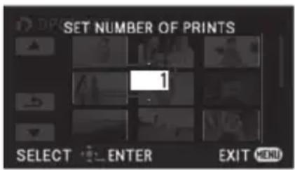 SET NUMBER OF PRINTS 1 SELECT ENTER EXIT MENU