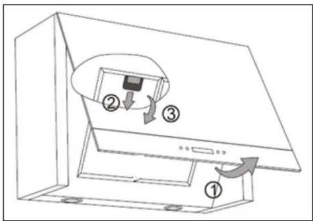 Diagram showing a device with labeled components and directional arrows indicating movement or assembly.