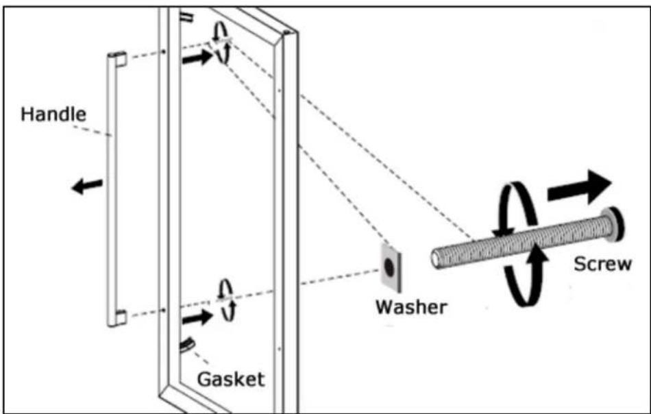 BAUMATIC BWC1215SS - Reversing the door handle - 2