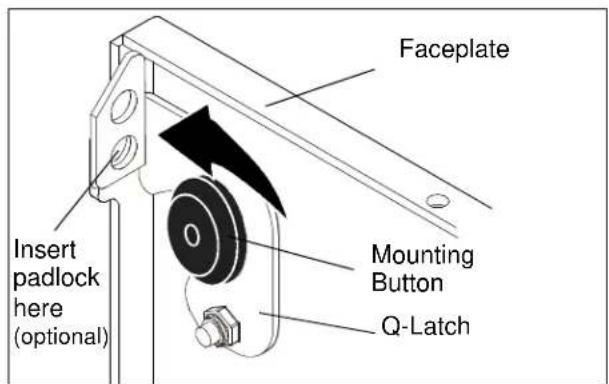 Faceplate Mounting Button Q-Latch Insert padlock here (optional)