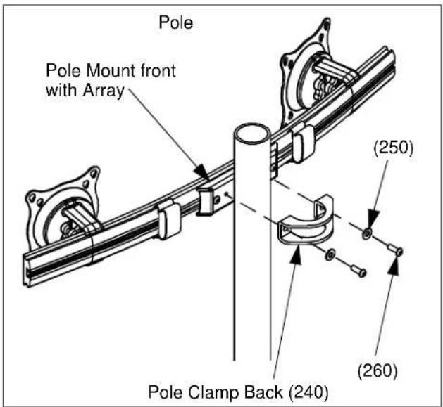 Pole Pole Mount front with Array (250) (260) Pole Clamp Back (240)