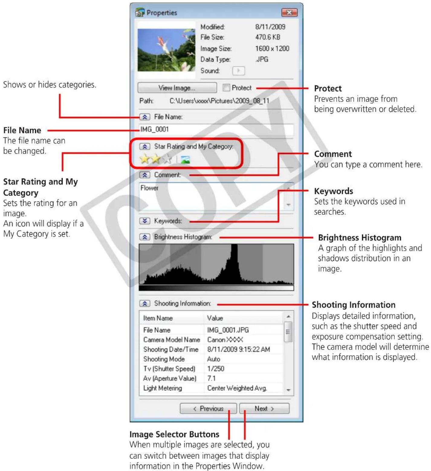 CANON Ixus SD4000 IS - Properties Window - 1