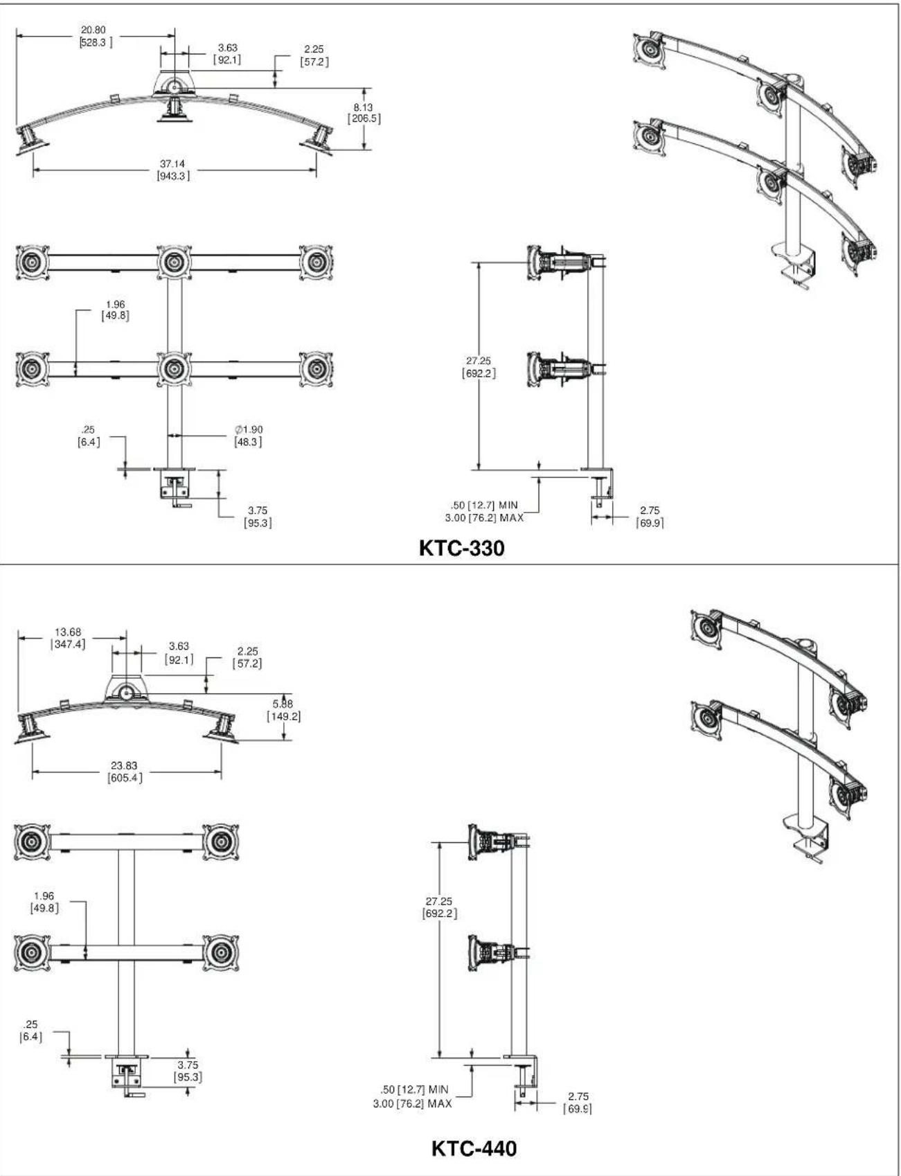 Chief KTC225S - DIMENSIONS - 8