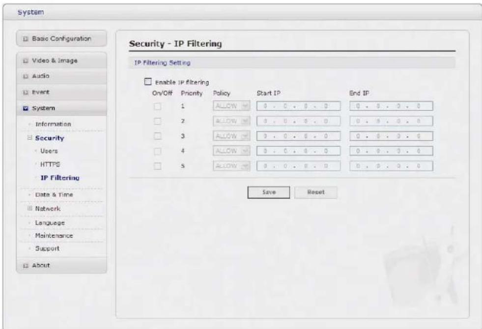 REVO REHVDPTZ22-1 - ③ IP Filtering - 1