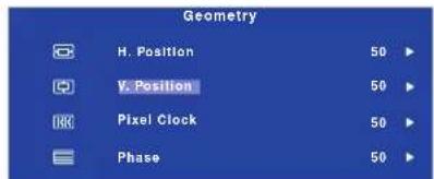 Geometry H. Position 50 V. Position 50 Pixel Clock 50 Phase 50