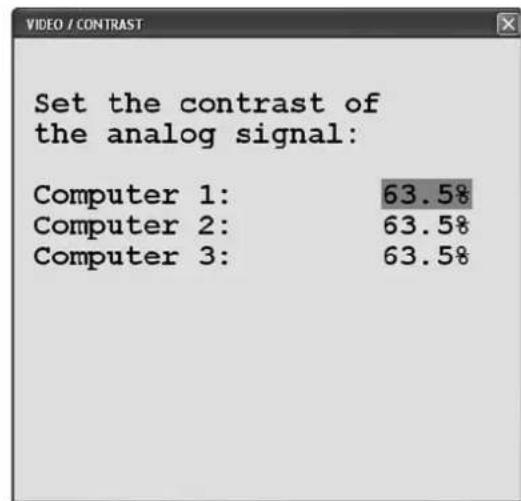Set the contrast of the analog signal: Computer 1: 63.5% Computer 2: 63.5% Computer 3: 63.5%