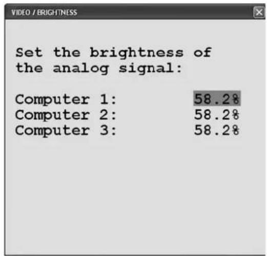 Set the brightness of the analog signal: Computer 1: 58.2% Computer 2: 58.2% Computer 3: 58.2%