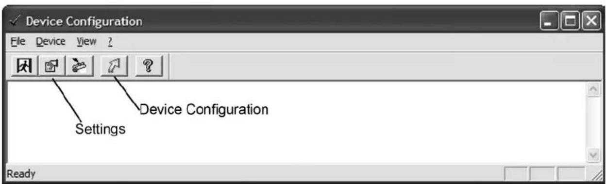 Device Configuration File Device View ? Settings Device Configuration Ready