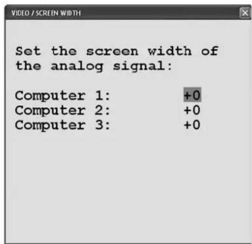 Set the screen width of the analog signal: Computer 1: +0 Computer 2: +0 Computer 3: +0