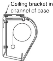Ceiling bracket in channel of case