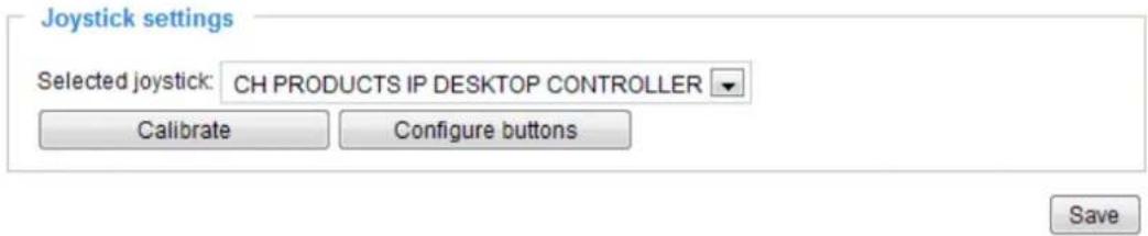 Joystick settings Selected joystick: CH PRODUCTS IP DESKTOP CONTROLLER Calibrate Configure buttons Save