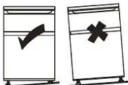 Two labeled diagrams showing a checkmark and a cross symbol inside water-filled containers, likely indicating inspection or rejection.