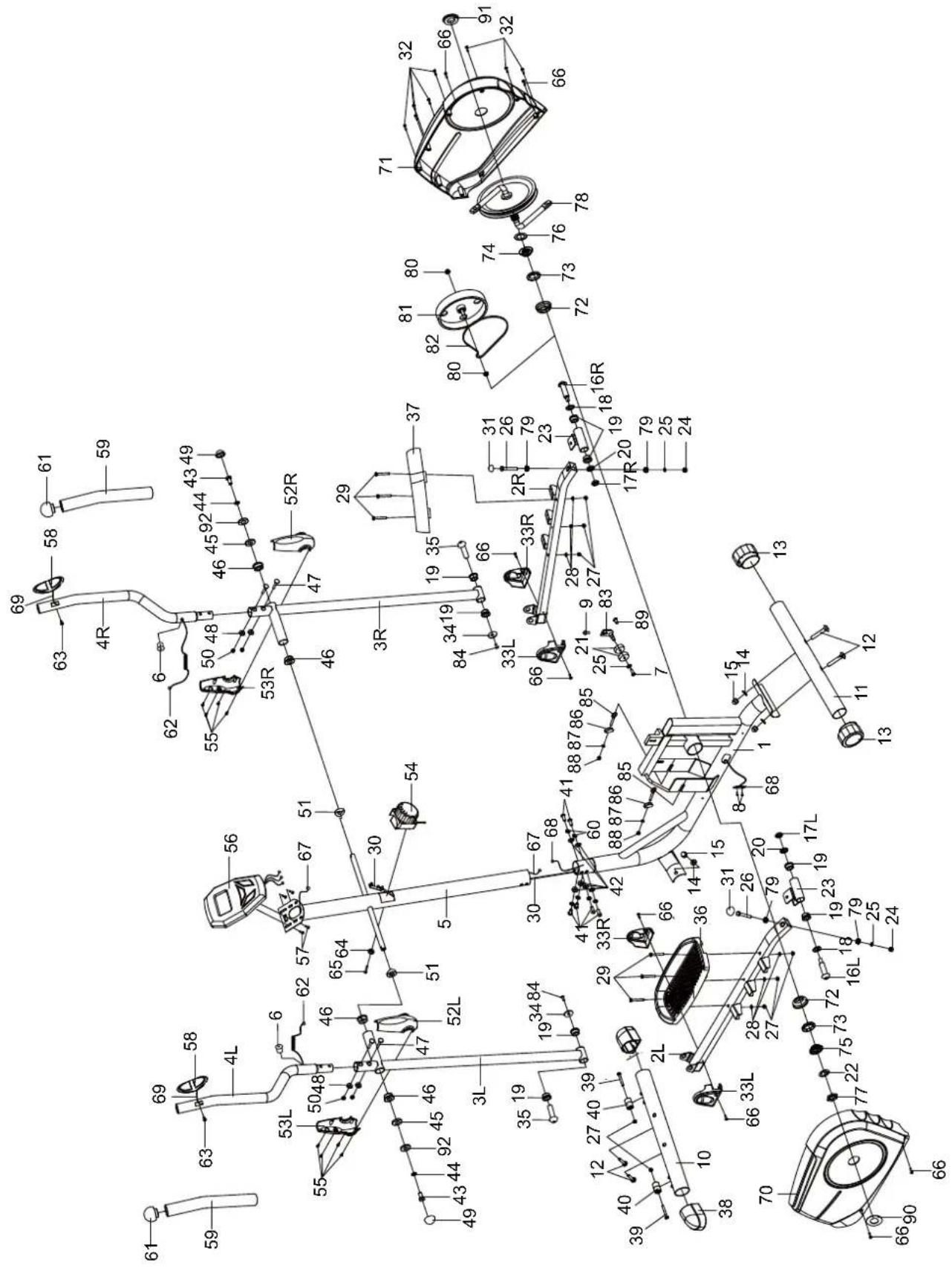 Technical schematic diagram of a mechanical assembly with numbered components and labeled parts