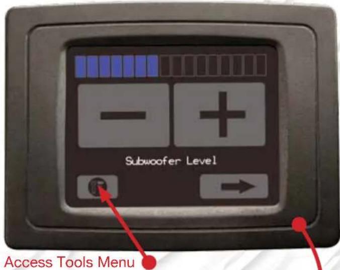 Subwoofer Level Access Tools Menu