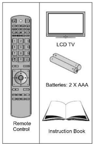 Remote Control LCD TV Batteries: 2 X AAA Instruction Book