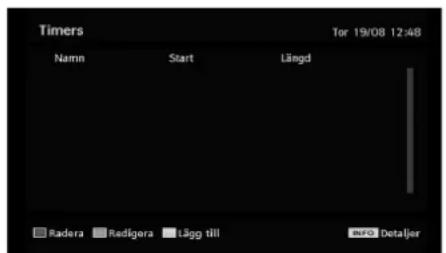 Timers Tör 19/08 12:48 Namn Start Längd Radera Redigera Lägg till INFO Detaljer