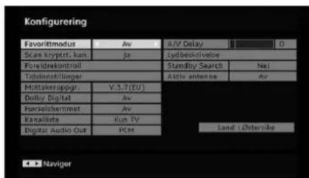 Konfiguring Favoritmodus Av A/V Delay 0 Scan kryptot, kan Ja Lydbeskrivelse Forsidrekontroll Sunday Search Nel Tidashinstlinger Active antenna Av Mottakerappgr.V,3,7(EU) Dolby Digital Av Horselshenmet Av Kanalista Kun TV Digital Audio Out PCR Land i Dsterrike Navigator
