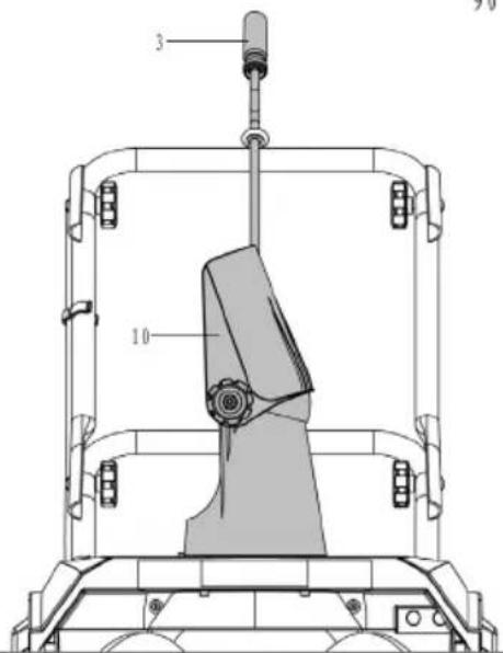 Technical diagram of a mechanical device with labeled components, showing structural layout and numbered parts.