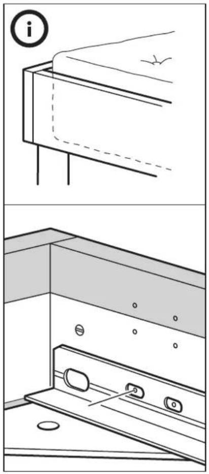 Technical diagram showing two views of a wall-mounted device with labeled components and a bird flying overhead.